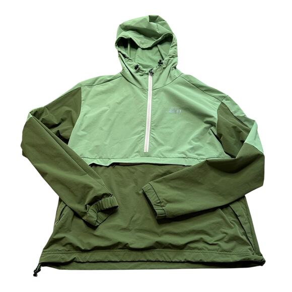 REI Women's Green Two Tone Trailmade Soft Shell Anorak Jacket Size Medium Hooded - Picture 1 of 9